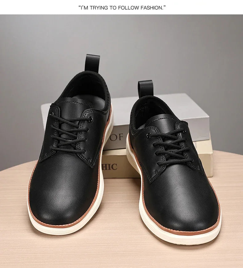 2025 Spring Summer Men Shoes Breathable High Quality Outdoor Footwear Class Leather Upper Anti-Slip Walking Training Sneakers