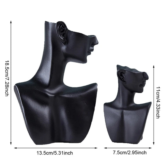 1pc Resin Side Face Mannequin Jewelry Display Stand Head Bust Portrait Necklace BraceletS Earrings Jewellery Storage Rack Holder
