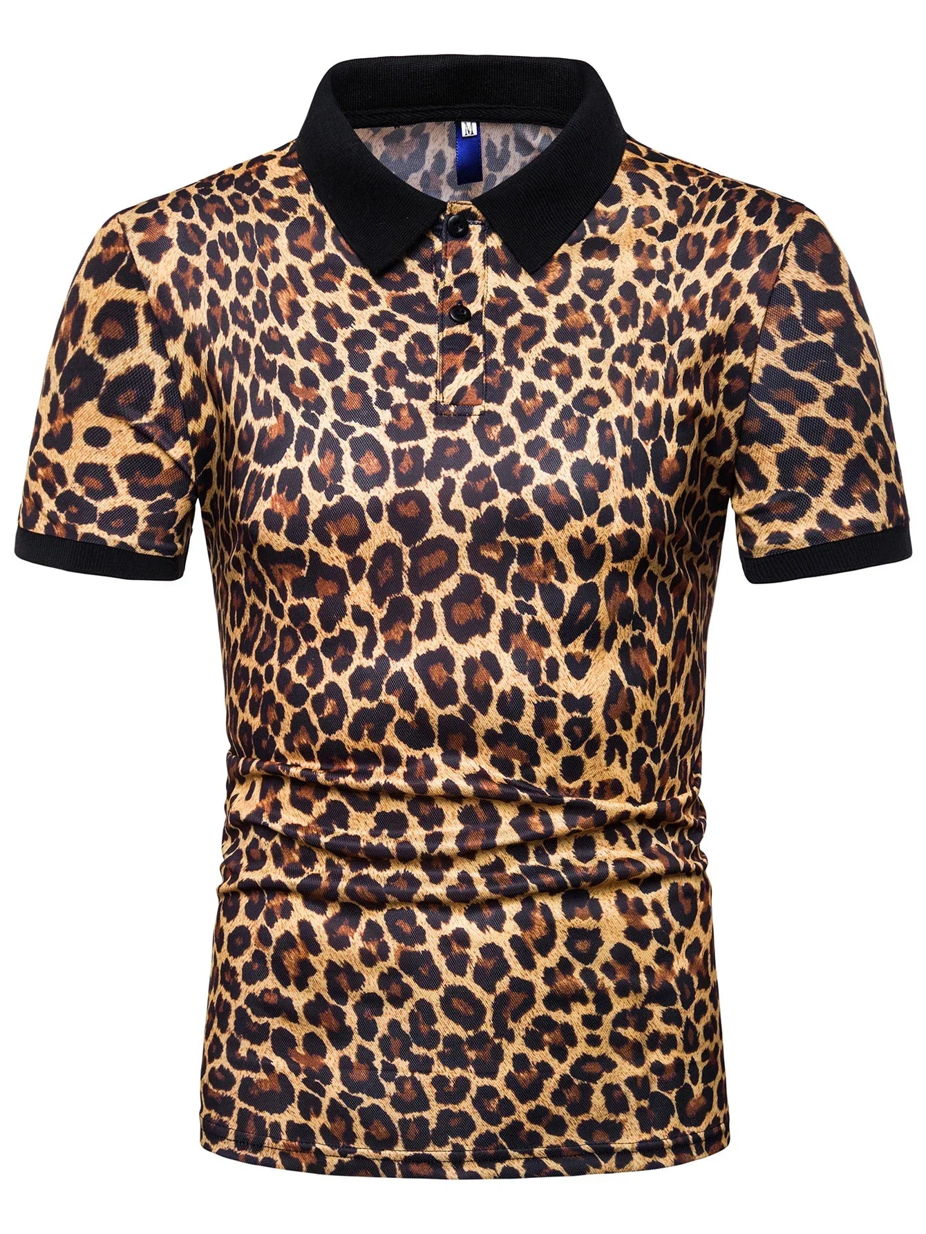 3 Colors!Men's Leopard Print Breathable Short-sleeved Shirt Fashion Lapel T-shirt Thin Casual Top Shirts for Men