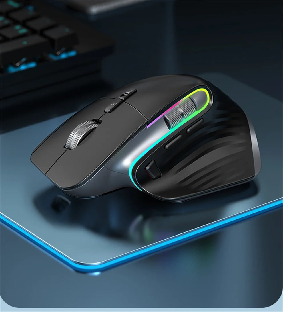 2.4G Wireless Mouse Bluetooth RGB Rechargeable Ergonomic Design Computer Mice For Computer Gaming Office