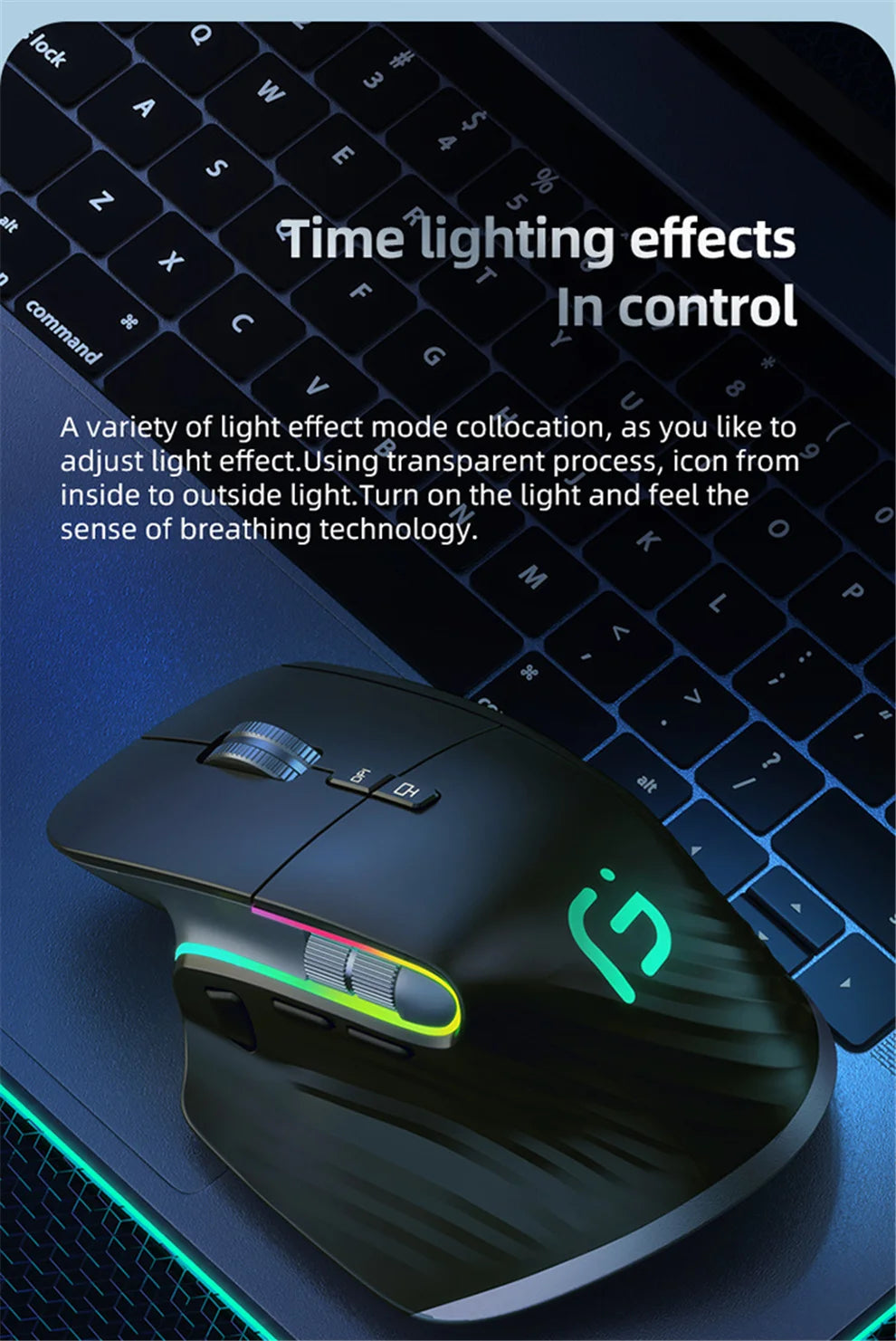 2.4G Wireless Mouse Bluetooth RGB Rechargeable Ergonomic Design Computer Mice For Computer Gaming Office