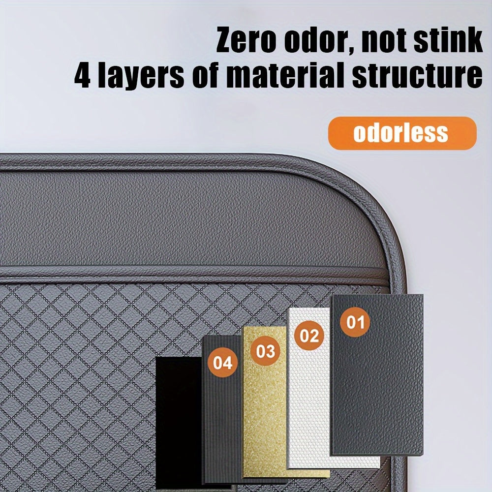 1pc Car Seat Back Organizer with Diamond Pattern - Faux Leather Multi-Compartment Storage Bag for Water Bottles, Tablets, Laptops, and Accessories, Black, Backseat Organizer | Stylish Storage Bag | Faux Leather Bag, Car Stora