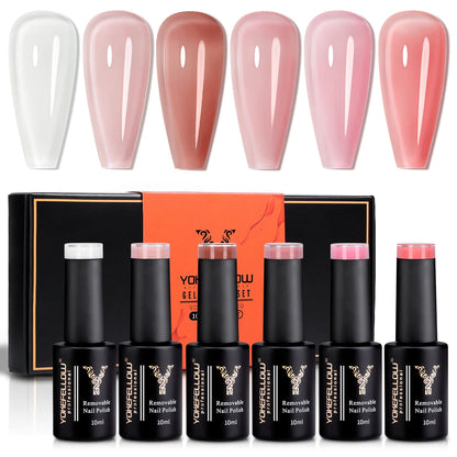 YOKEFELLOW 6Pcs/Set Fall Winter Gel Nail Polish Semi Permanent UV Led Gel Varnish Brown Orange Pumpkin Halloween Christmas Gift