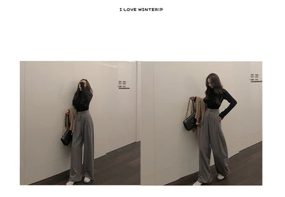 2022 Spring Suit Pants Female Solid Wide Leg Pants Women Full Length Pants Ladies High Quality simple Casual Straight Pants