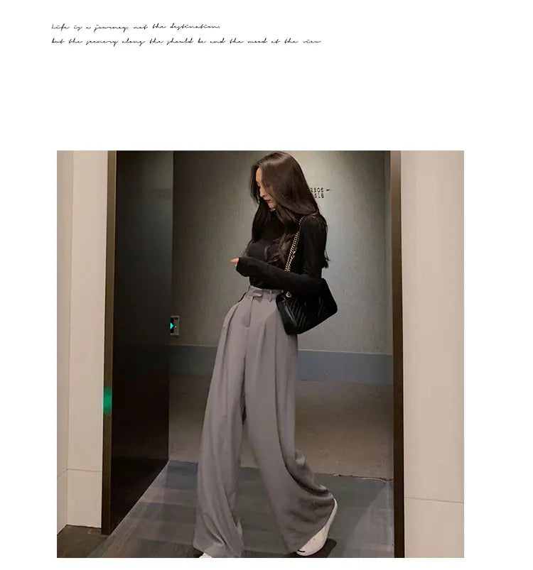 2022 Spring Suit Pants Female Solid Wide Leg Pants Women Full Length Pants Ladies High Quality simple Casual Straight Pants