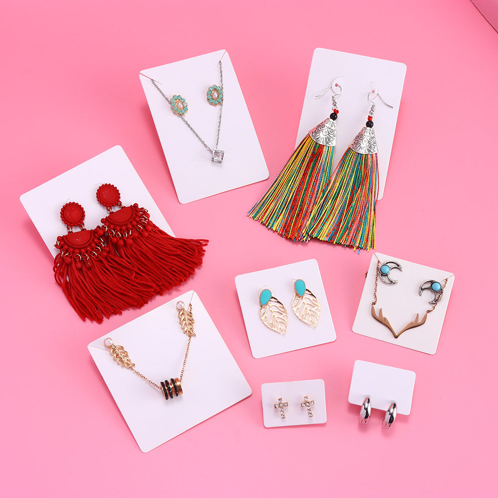 50pcs Opp Self-adhesive Plastic Bag Earrings Display Necklaces Cards For Jewelry Making Cardboard Paper DIY Packages Supply