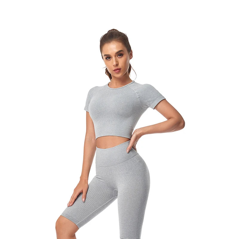 WAREBALL Women Yoga Shirts Short Sleeve Crop Top Gym Tops Fitness Running Workout Sport T-Shirts Sports Wear