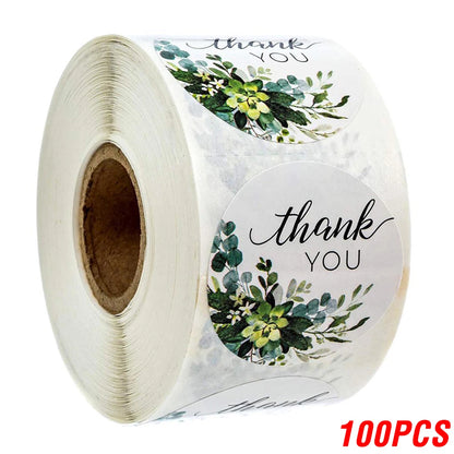 100-500pcs Thank You Round Sticker Scrapbook Envelope Seal Sticker Gift Flower Decoration Stationery Label Stickers