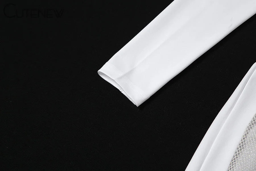 Cutenew Sexy Mesh Patchwork One Shoulder Playsuits Women Elegant Solid Skinny Flare Pants Jumpsuit Fashion Lady Party Streetwear