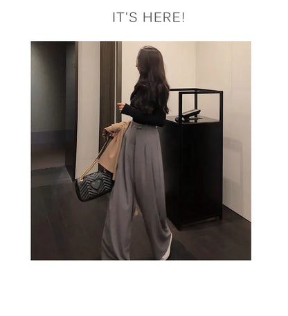 2022 Spring Suit Pants Female Solid Wide Leg Pants Women Full Length Pants Ladies High Quality simple Casual Straight Pants