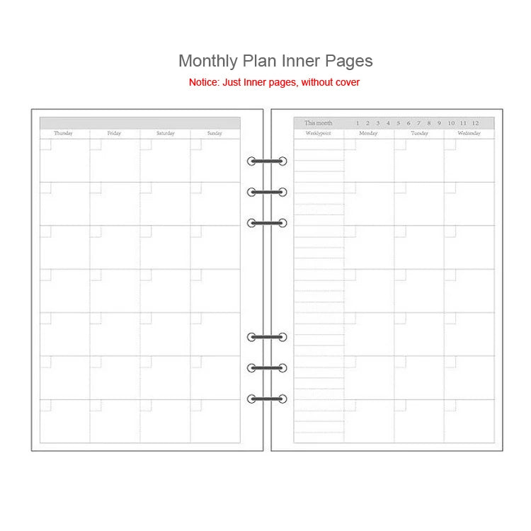 A5 A6 Loose Leaf Notebook Refill Spiral Binder Inner Page Diary Weekly Monthly Planner To Do List Line Dot Grid Inside Paper