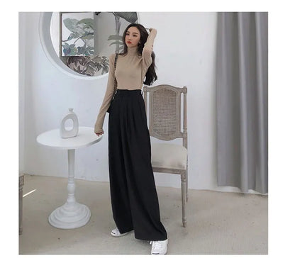 2022 Spring Suit Pants Female Solid Wide Leg Pants Women Full Length Pants Ladies High Quality simple Casual Straight Pants