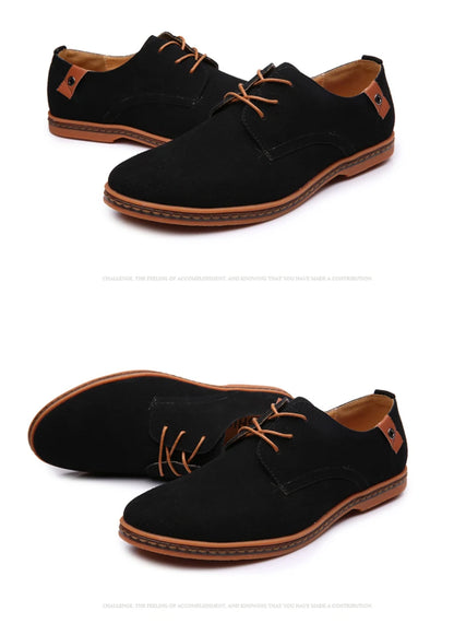 2024 Spring Suede Leather Men Shoes Oxford Casual Shoes Classic Sneakers Comfortable Footwear Dress Shoes Large Size Flats