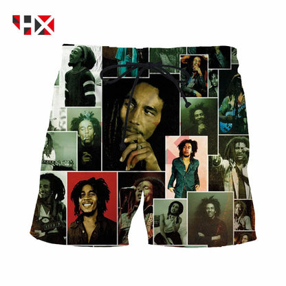 2021  Summer New Style Trend Rock Reggae BOB Marley Face Smile 3D Print Unisex Shorts Harajuku Style Shorts HX214
