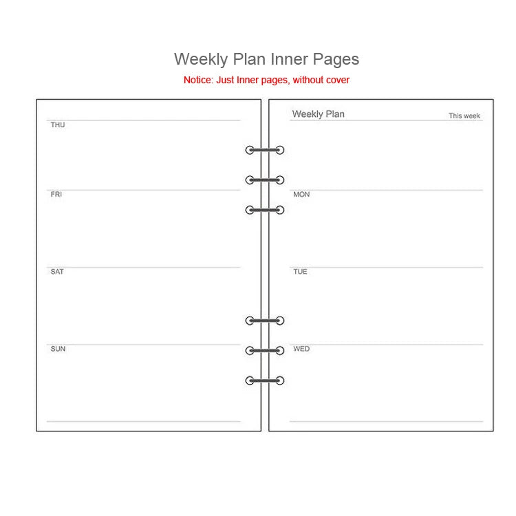 A5 A6 Loose Leaf Notebook Refill Spiral Binder Inner Page Diary Weekly Monthly Planner To Do List Line Dot Grid Inside Paper