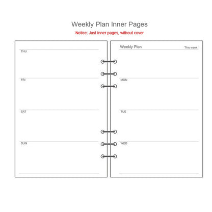 A5 A6 Loose Leaf Notebook Refill Spiral Binder Inner Page Diary Weekly Monthly Planner To Do List Line Dot Grid Inside Paper