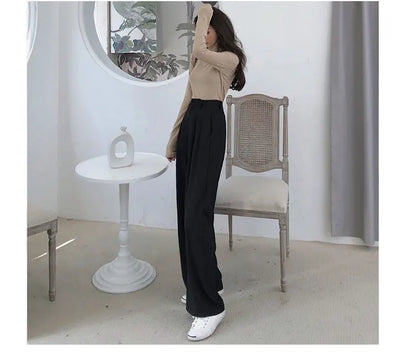 2022 Spring Suit Pants Female Solid Wide Leg Pants Women Full Length Pants Ladies High Quality simple Casual Straight Pants