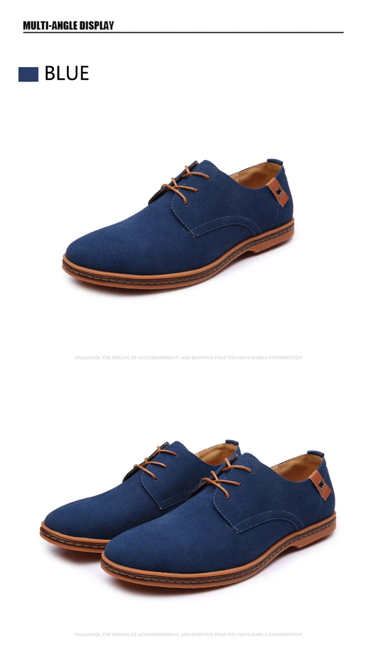 2024 Spring Suede Leather Men Shoes Oxford Casual Shoes Classic Sneakers Comfortable Footwear Dress Shoes Large Size Flats