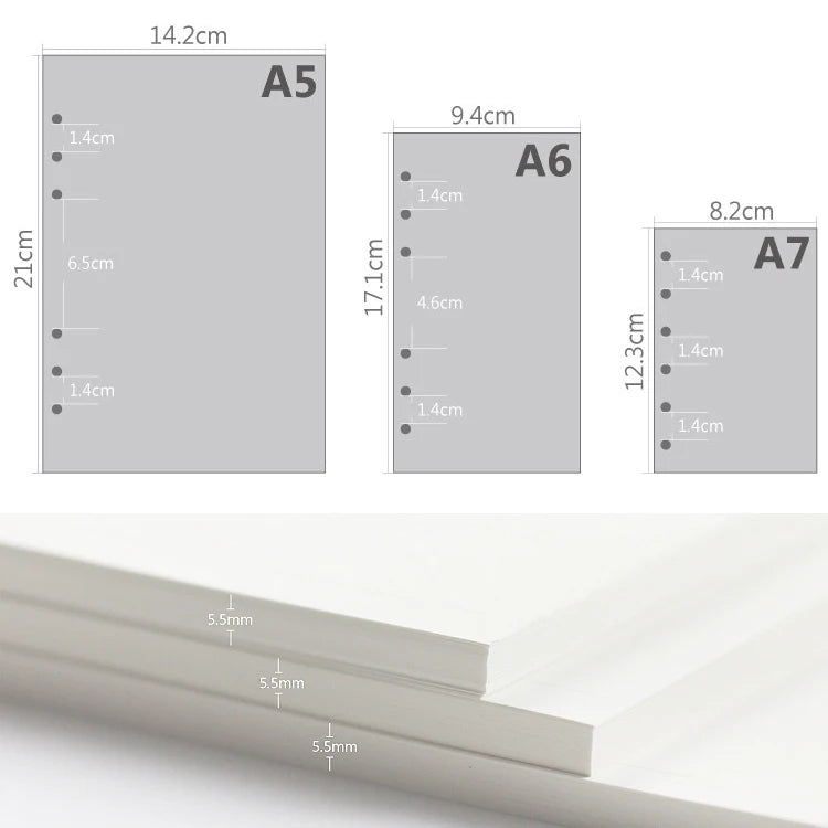 A5 A6 Loose Leaf Notebook Refill Spiral Binder Inner Page Diary Weekly Monthly Planner To Do List Line Dot Grid Inside Paper