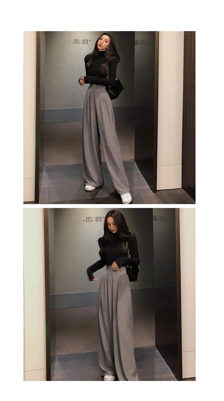 2022 Spring Suit Pants Female Solid Wide Leg Pants Women Full Length Pants Ladies High Quality simple Casual Straight Pants