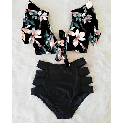2024 Print Swimwear Women High Waist Bikini Ruffle Swimsuit Push Up Bikinis Set Bathing Suit Beach wear Summer Biquini Female