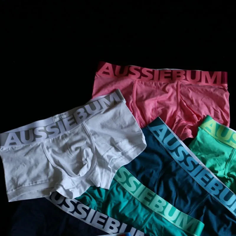 Wide brim candy color men's underwear four corner boxer underwear breathable elastic fiber