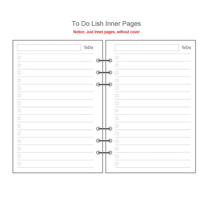 A5 A6 Loose Leaf Notebook Refill Spiral Binder Inner Page Diary Weekly Monthly Planner To Do List Line Dot Grid Inside Paper