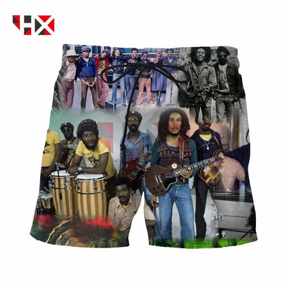 2021  Summer New Style Trend Rock Reggae BOB Marley Face Smile 3D Print Unisex Shorts Harajuku Style Shorts HX214