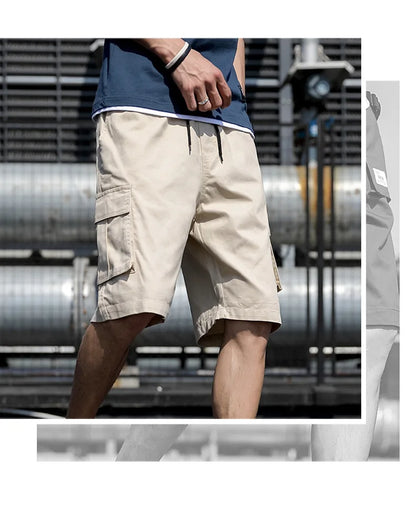 Summer Men's Outdoor Camouflage Cargo Shorts Pocket Cotton Casual Half Pants Mid Waist Drawstring Loose Shorts Bib Overalls 7XL