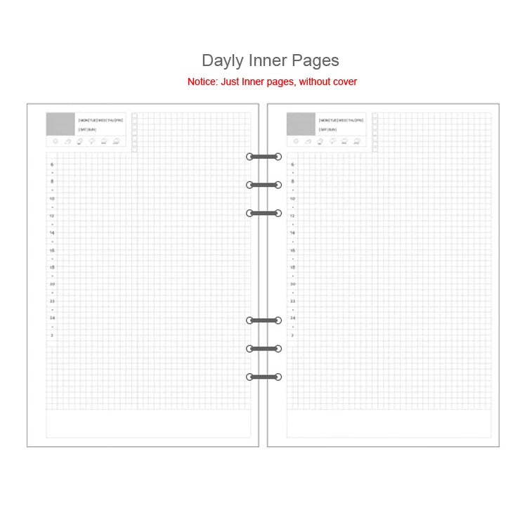 A5 A6 Loose Leaf Notebook Refill Spiral Binder Inner Page Diary Weekly Monthly Planner To Do List Line Dot Grid Inside Paper
