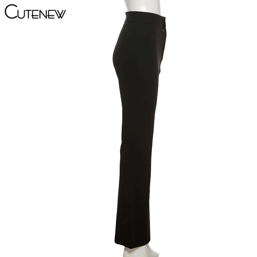 Cutenew Sexy Mesh Patchwork One Shoulder Playsuits Women Elegant Solid Skinny Flare Pants Jumpsuit Fashion Lady Party Streetwear