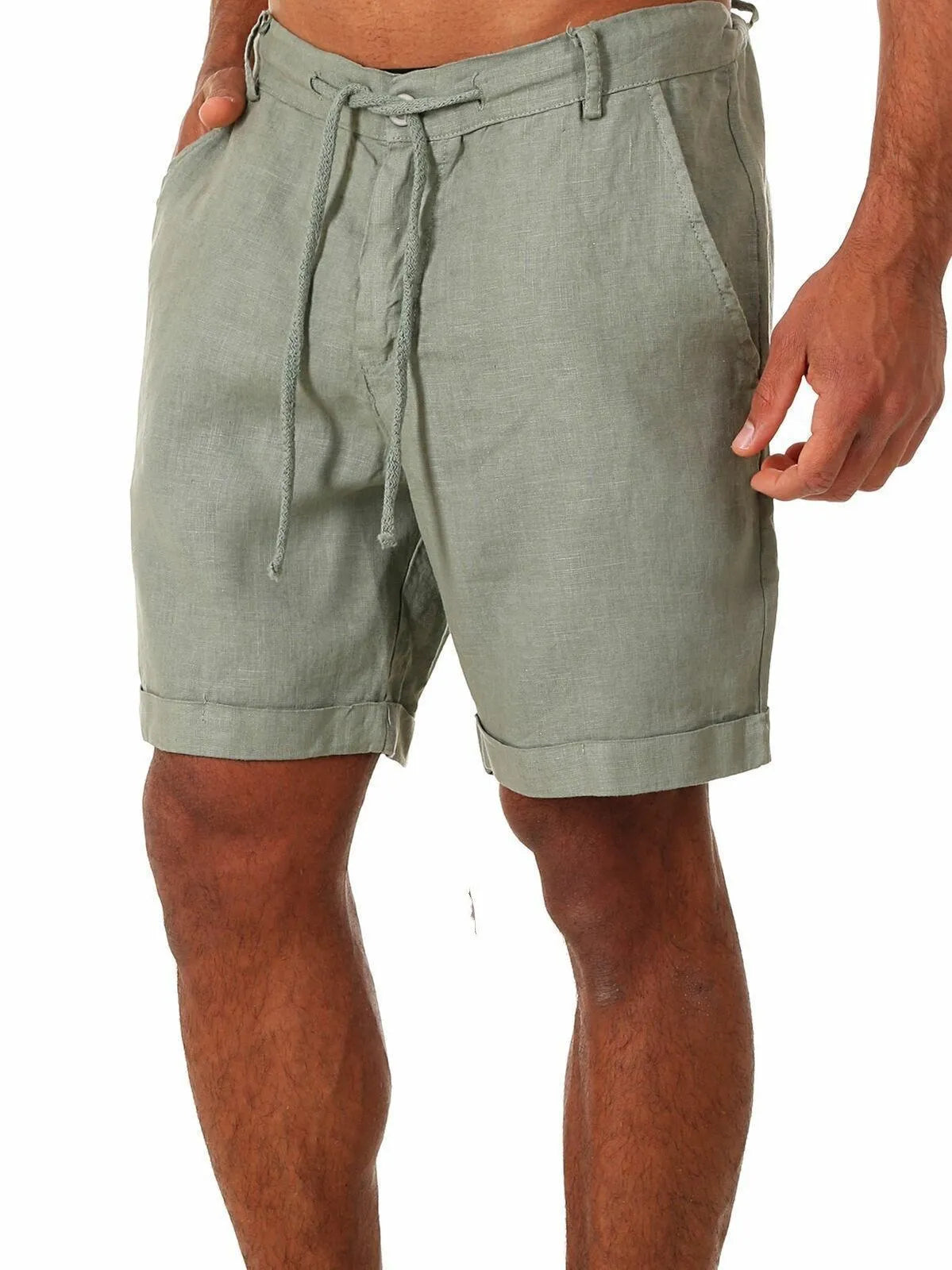 Summer Fashion Mens Linen Shorts Men Cotton Beach Short  New Wild Leisure Loose Solid Cargo Shorts for Men Sweatshorts