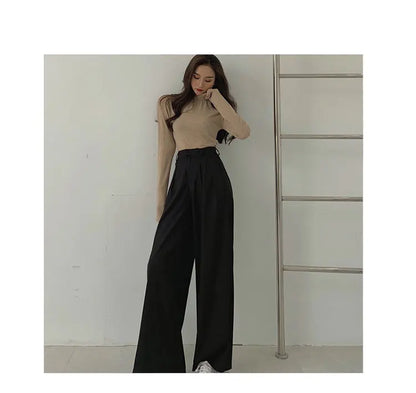 2022 Spring Suit Pants Female Solid Wide Leg Pants Women Full Length Pants Ladies High Quality simple Casual Straight Pants