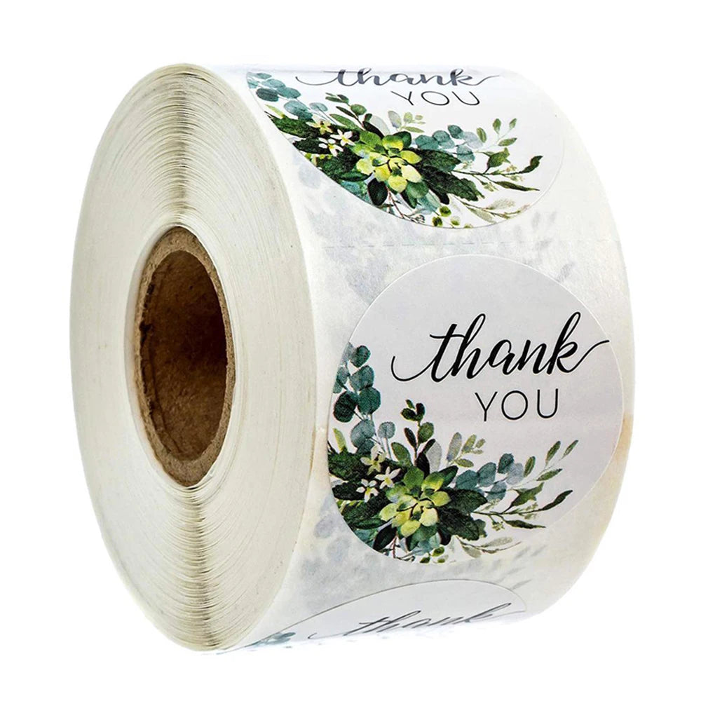 100-500pcs Thank You Round Sticker Scrapbook Envelope Seal Sticker Gift Flower Decoration Stationery Label Stickers