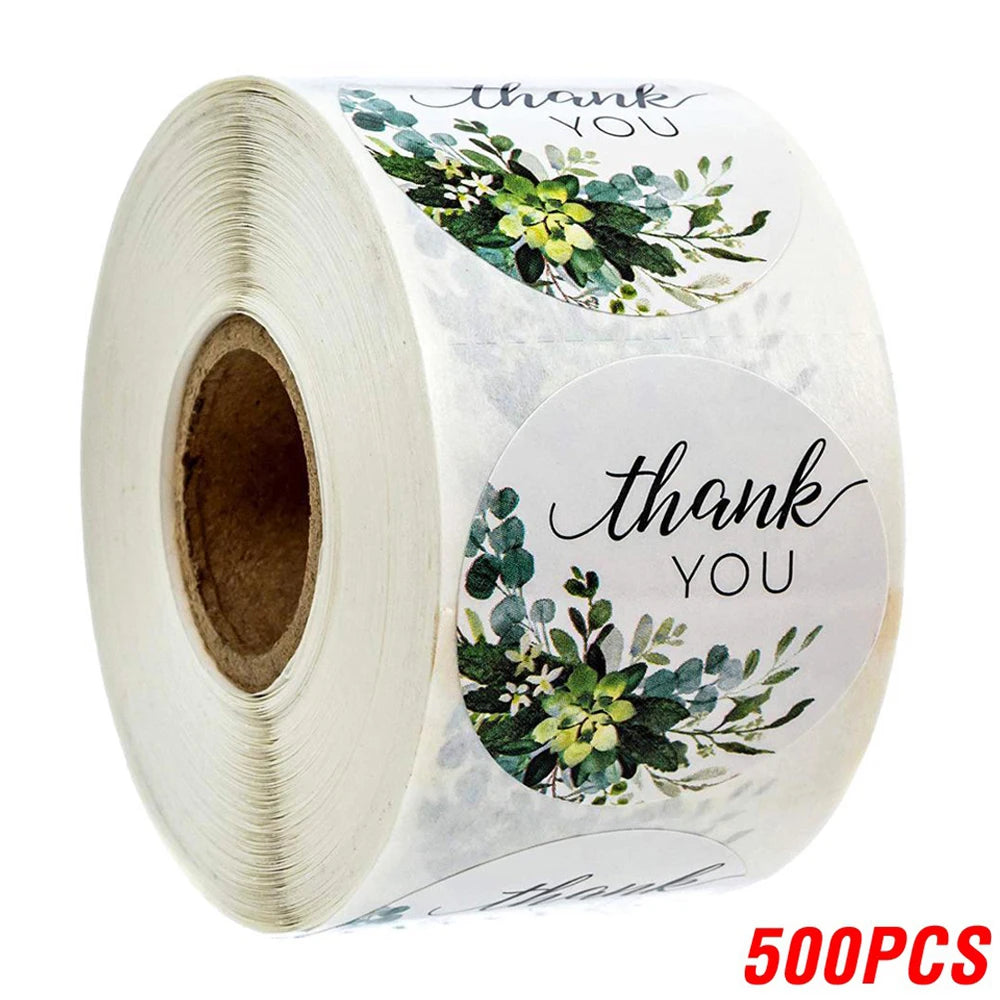 100-500pcs Thank You Round Sticker Scrapbook Envelope Seal Sticker Gift Flower Decoration Stationery Label Stickers
