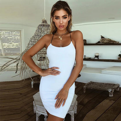 2022 Sexy Clothes Women Cross Bandage Halter Mini Robe Summer Fashion Club Snake Print Dress Sleeveless Backless Bodycon Dress
