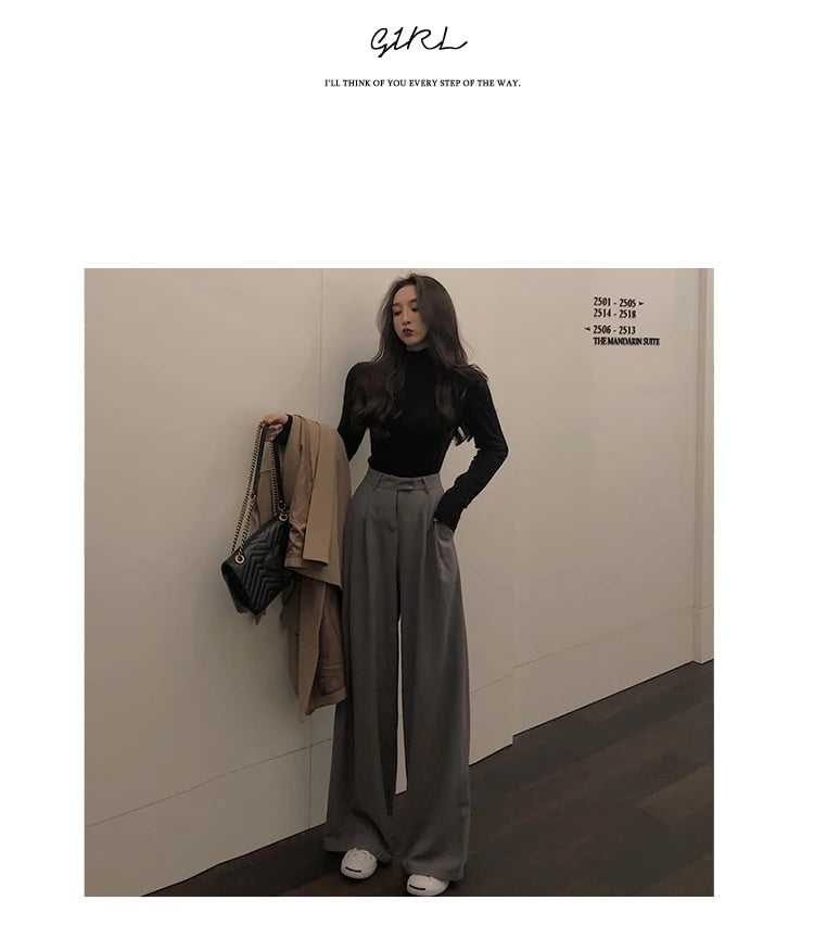 2022 Spring Suit Pants Female Solid Wide Leg Pants Women Full Length Pants Ladies High Quality simple Casual Straight Pants