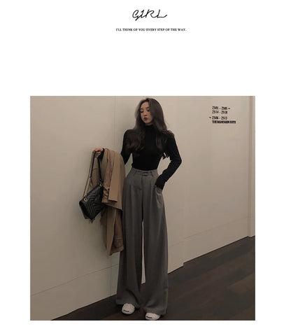 2022 Spring Suit Pants Female Solid Wide Leg Pants Women Full Length Pants Ladies High Quality simple Casual Straight Pants