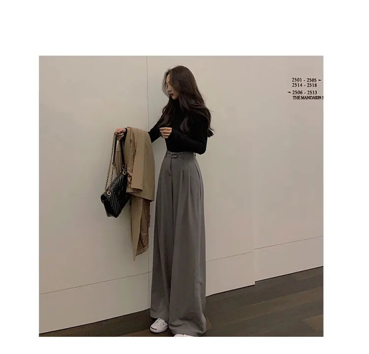 2022 Spring Suit Pants Female Solid Wide Leg Pants Women Full Length Pants Ladies High Quality simple Casual Straight Pants