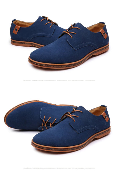 2024 Spring Suede Leather Men Shoes Oxford Casual Shoes Classic Sneakers Comfortable Footwear Dress Shoes Large Size Flats