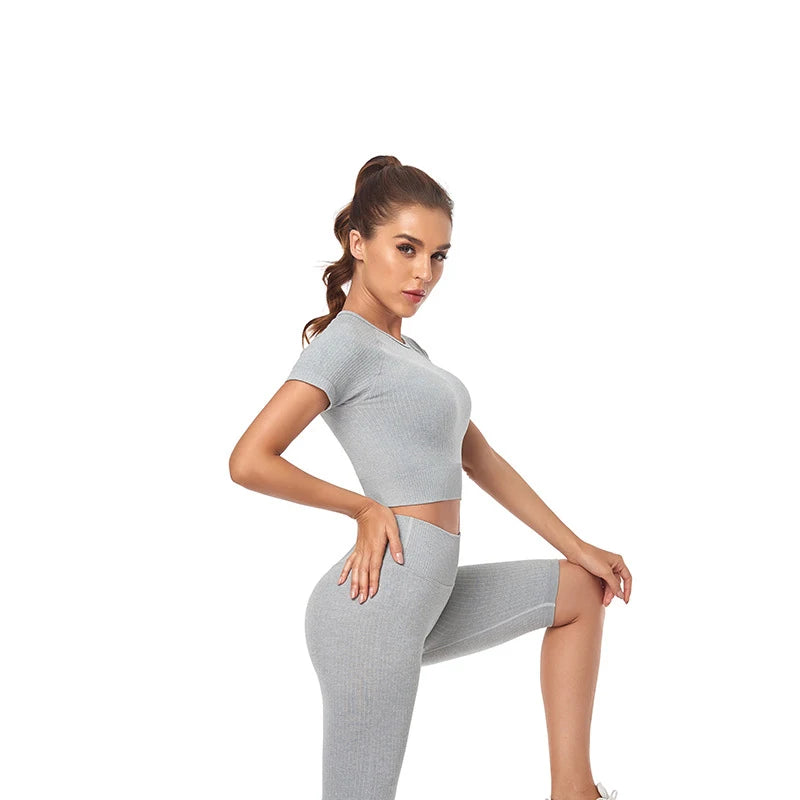 WAREBALL Women Yoga Shirts Short Sleeve Crop Top Gym Tops Fitness Running Workout Sport T-Shirts Sports Wear