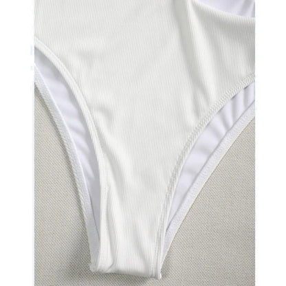 Bandeau Bikini 2024 Women Sexy White Black Cut Out Metal High Waist Swimsuit Female Off Shoulder Bathing Suit Swimwear Beachwear