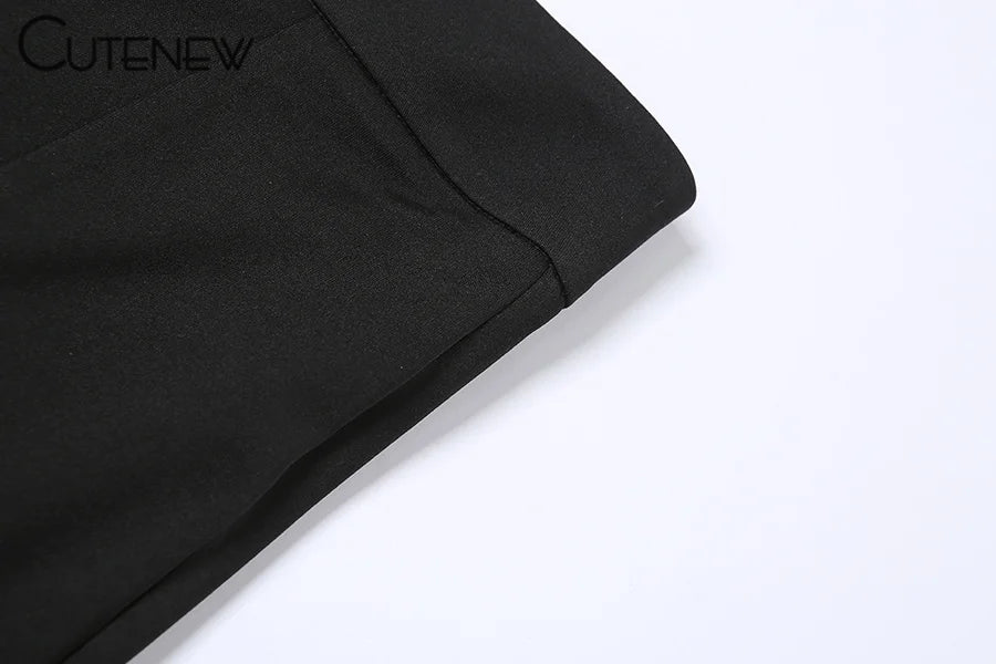 Cutenew Sexy Mesh Patchwork One Shoulder Playsuits Women Elegant Solid Skinny Flare Pants Jumpsuit Fashion Lady Party Streetwear