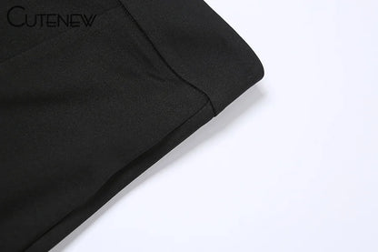 Cutenew Sexy Mesh Patchwork One Shoulder Playsuits Women Elegant Solid Skinny Flare Pants Jumpsuit Fashion Lady Party Streetwear