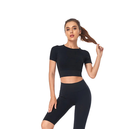 WAREBALL Women Yoga Shirts Short Sleeve Crop Top Gym Tops Fitness Running Workout Sport T-Shirts Sports Wear