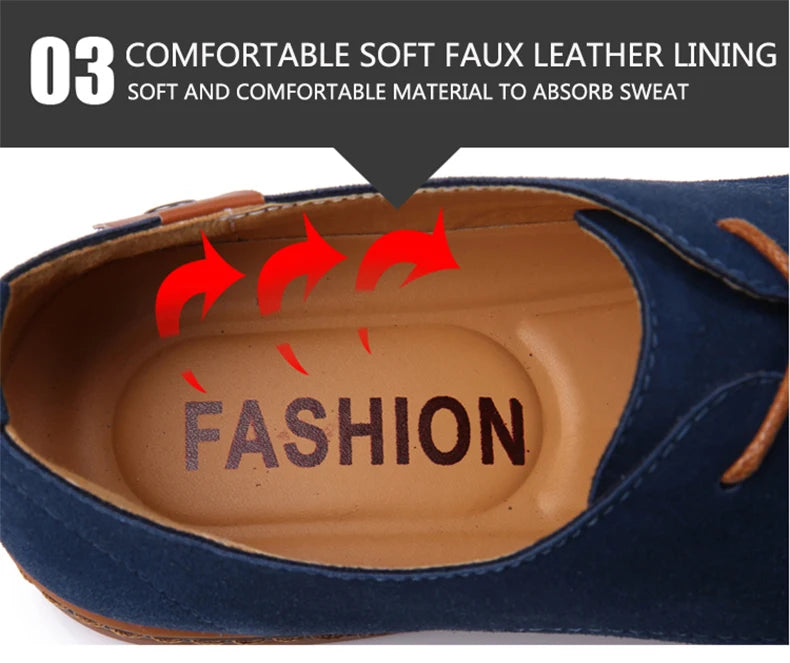 2024 Spring Suede Leather Men Shoes Oxford Casual Shoes Classic Sneakers Comfortable Footwear Dress Shoes Large Size Flats