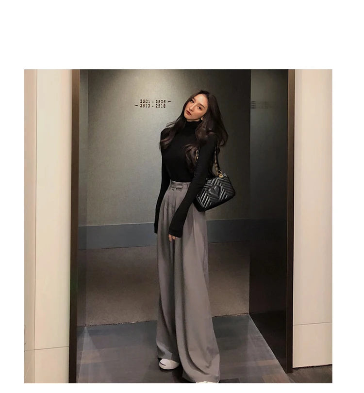2022 Spring Suit Pants Female Solid Wide Leg Pants Women Full Length Pants Ladies High Quality simple Casual Straight Pants
