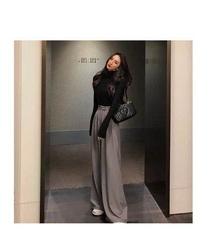 2022 Spring Suit Pants Female Solid Wide Leg Pants Women Full Length Pants Ladies High Quality simple Casual Straight Pants