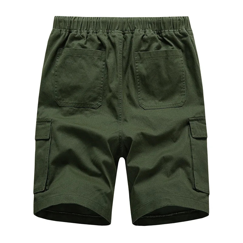 Summer Men's Outdoor Camouflage Cargo Shorts Pocket Cotton Casual Half Pants Mid Waist Drawstring Loose Shorts Bib Overalls 7XL