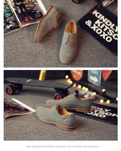 2024 Spring Suede Leather Men Shoes Oxford Casual Shoes Classic Sneakers Comfortable Footwear Dress Shoes Large Size Flats